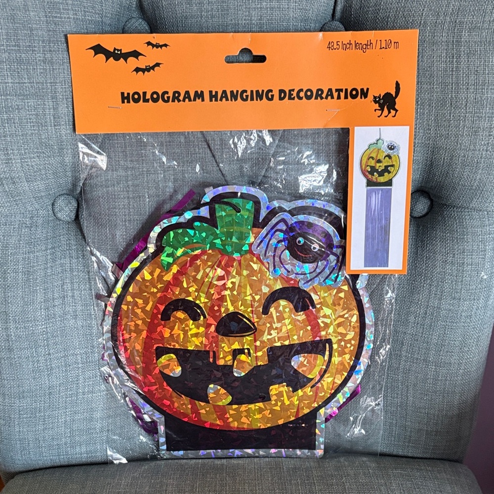 New Halloween Hologram Pumpkin Hanging Decoration 48.5" Length by Greenbrier Inc